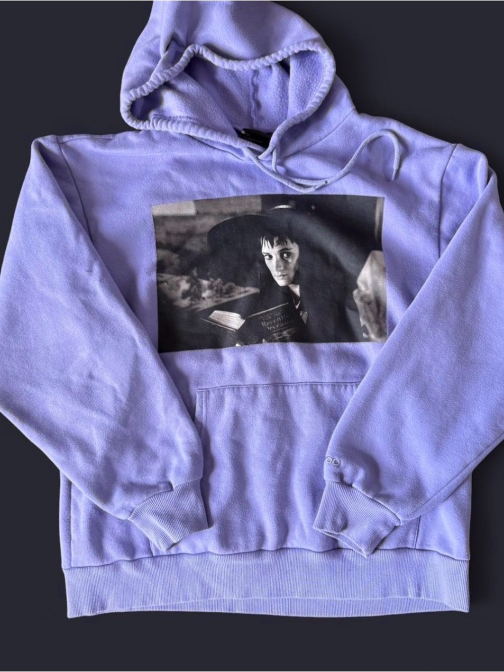 Lavender Graphic Pullover Hoodie with Front Photo Print